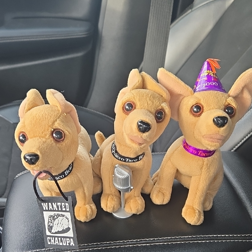 3 Vtg 2000s Taco Bell Chihuahua Dog Toy Stuffed Dog
